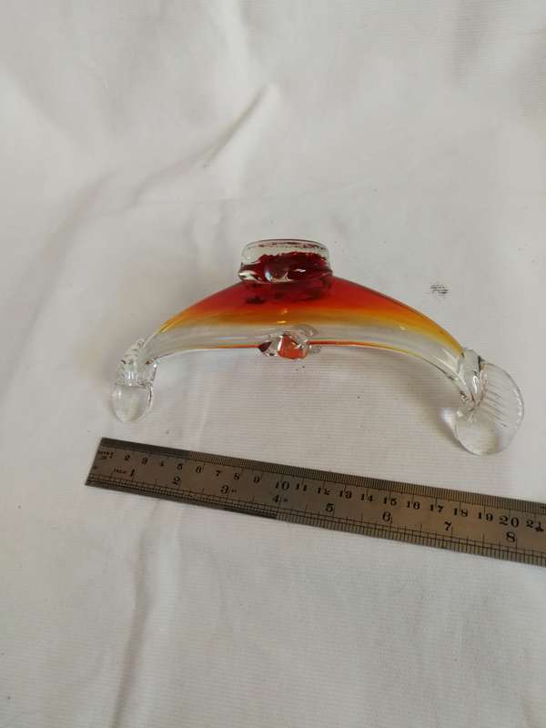 Vintage Venetian Gondola Ashtray Orange Glass Vessel