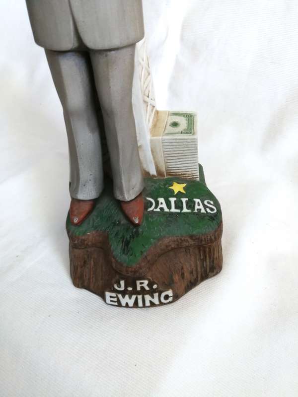 80s Americana Porcelain J.R. Ewing music box/liquor decanter