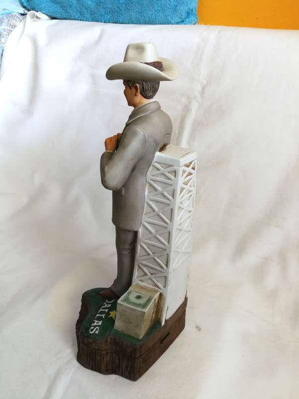 80s Americana Porcelain J.R. Ewing music box/liquor decanter
