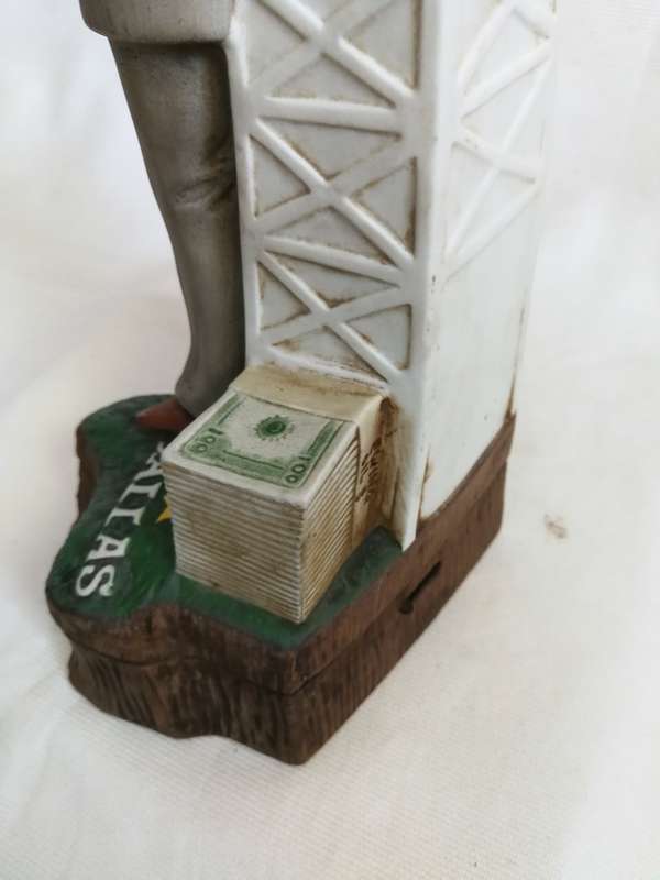 80s Americana Porcelain J.R. Ewing music box/liquor decanter