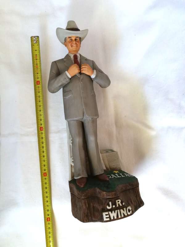 80s Americana Porcelain J.R. Ewing music box/liquor decanter