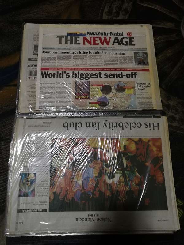 A collection of Newspaper & Magazines- Mandela 2013 passing on