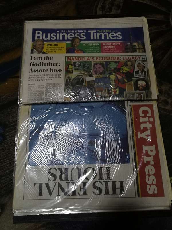 A collection of Newspaper & Magazines- Mandela 2013 passing on