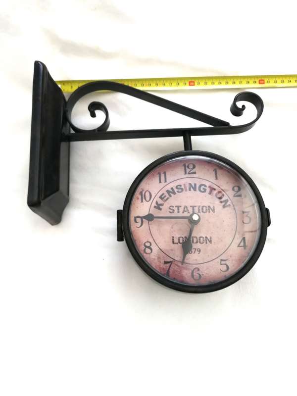 Nostalgic Kensington Station Double Side Metal Clock- Vintage