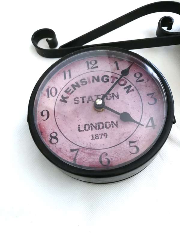 Nostalgic Kensington Station Double Side Metal Clock- Vintage