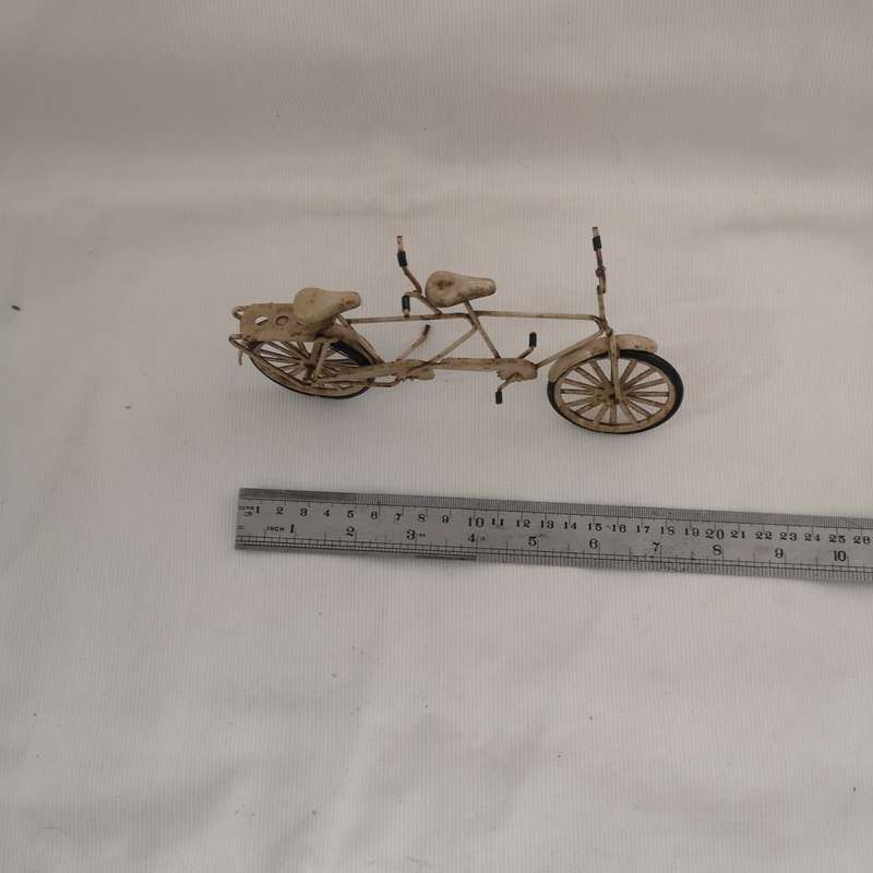 Vintage Model Metal Handmade Bike Tandem Bicycle Standing Ornament Decor Art