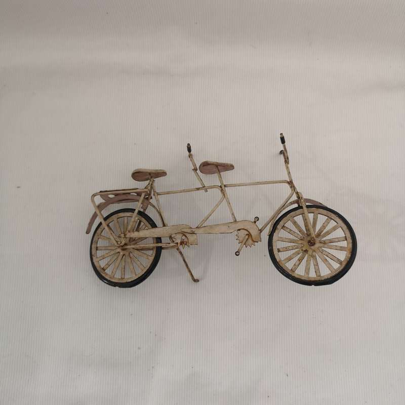 Vintage Model Metal Handmade Bike Tandem Bicycle Standing Ornament Decor Art