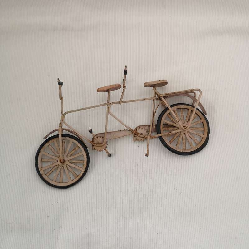 Vintage Model Metal Handmade Bike Tandem Bicycle Standing Ornament Decor Art