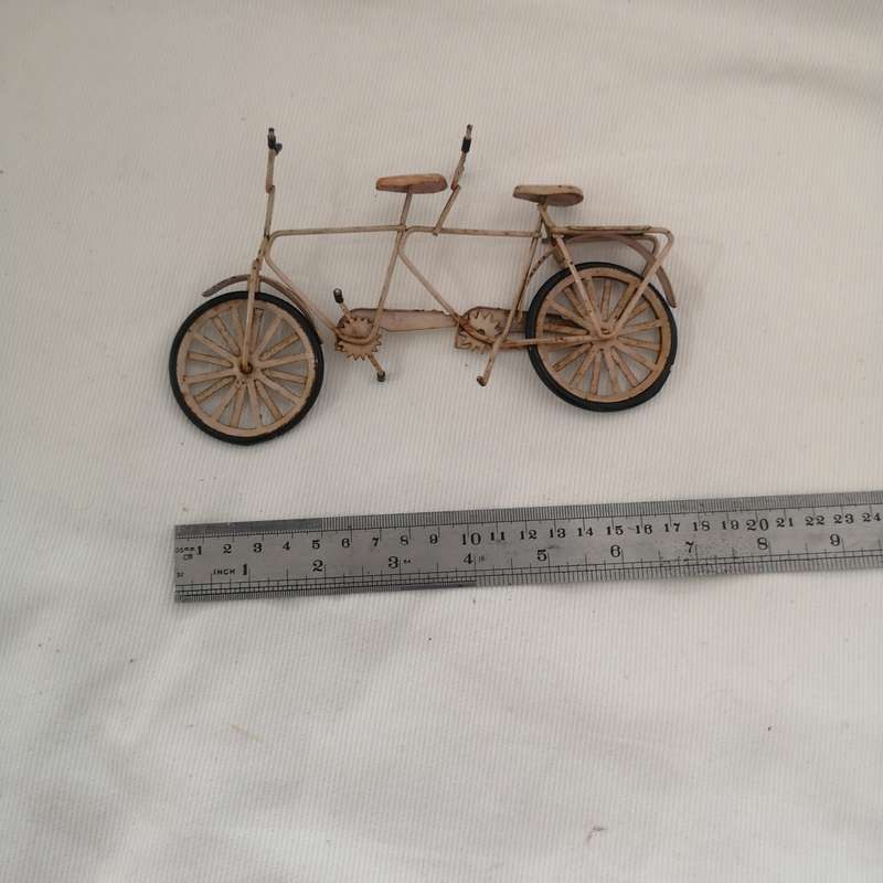 Vintage Model Metal Handmade Bike Tandem Bicycle Standing Ornament Decor Art