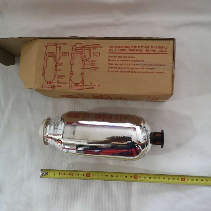 Vintage Thermos Replacement Filler 14QF Glass in Box-Shock Absorber Tip Gasket. Made in England