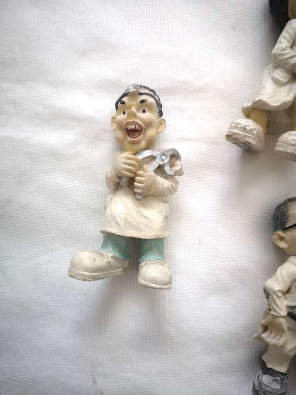 Vintage Caricature Figures of doctors and nurses. Handmade