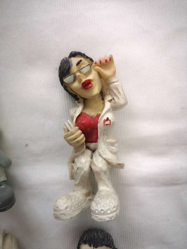 Vintage Caricature Figures of doctors and nurses. Handmade