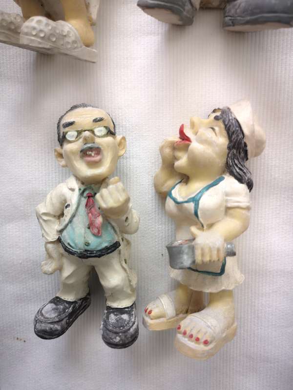 Vintage Caricature Figures of doctors and nurses. Handmade