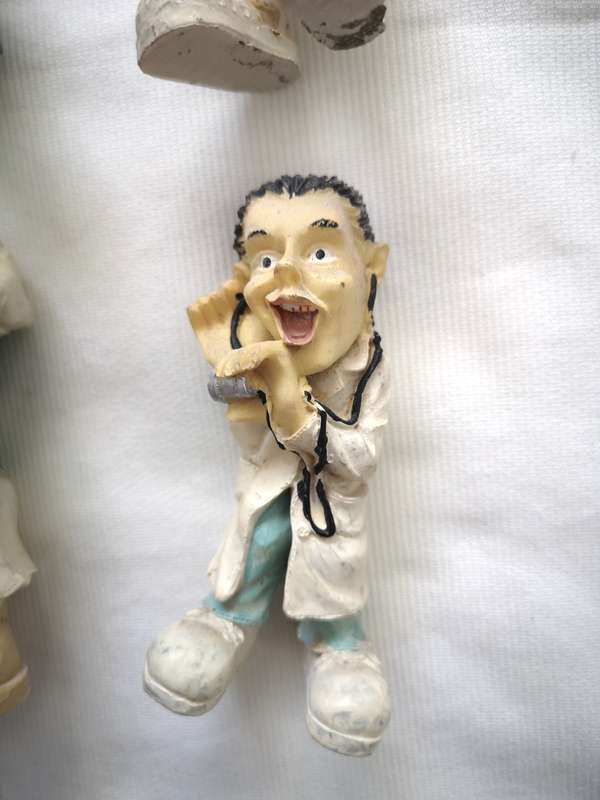 Vintage Caricature Figures of doctors and nurses. Handmade