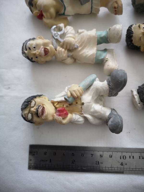 Vintage Caricature Figures of doctors and nurses. Handmade