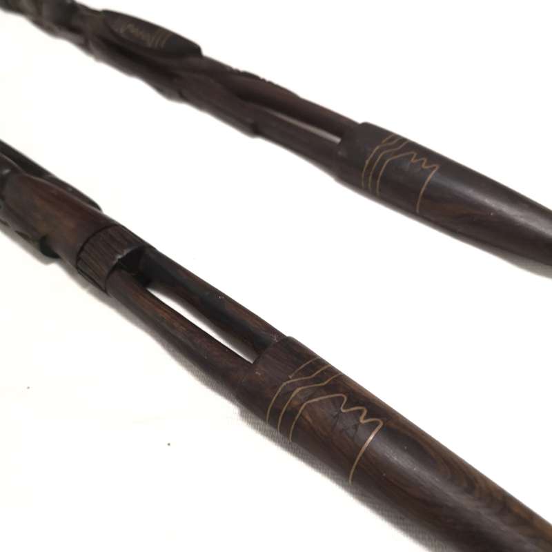Old African Hard Wood Figure Spear Handcrafted- Bronze Inlay- 650mm- sold as set