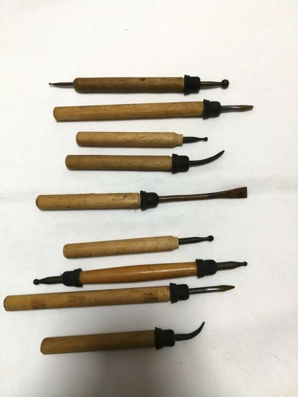 Modeling or Sculpting tools- Bronze tip with wood handle- vintage