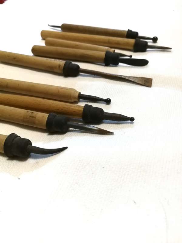 Modeling or Sculpting tools- Bronze tip with wood handle- vintage