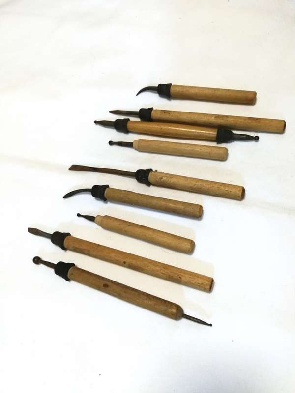 Modeling or Sculpting tools- Bronze tip with wood handle- vintage