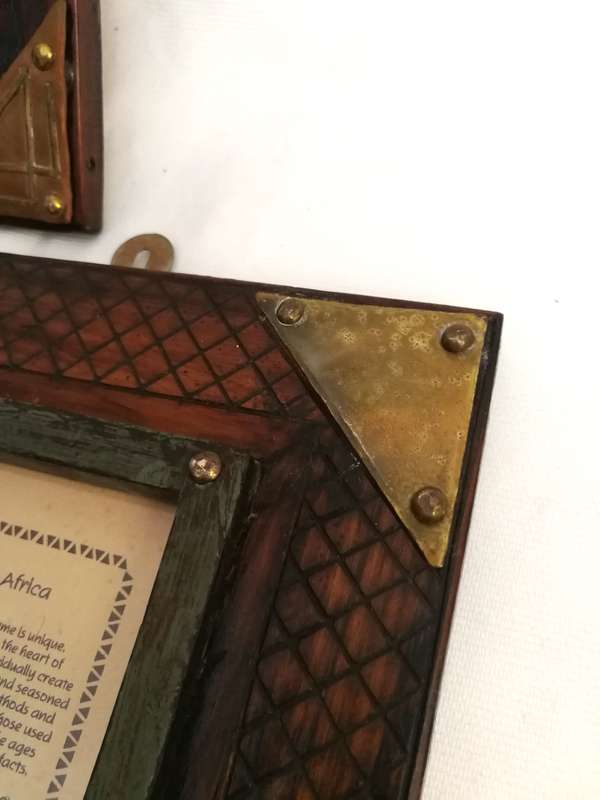 Frame Africa set of 3 Solid Handmade- Wood and metal frames- Sold as a set