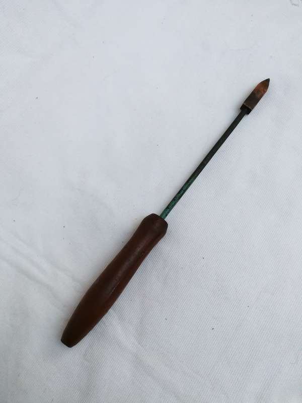 Vintage Small Soldering Iron - Wooden Handle with Copper Head