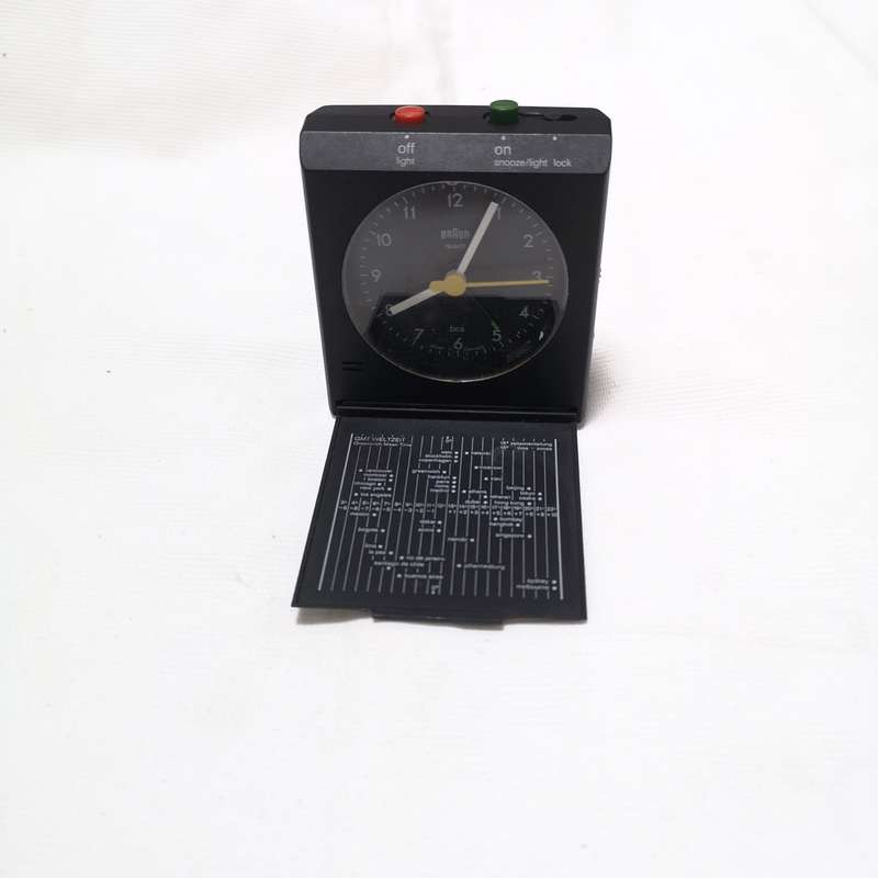 Vintage BRAUN Quartz AB314 SL Travel Alarm Clock Black Pocket Size Made In Germany