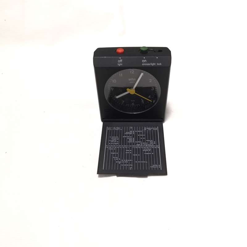 Vintage BRAUN Quartz AB314 SL Travel Alarm Clock Black Pocket Size Made In Germany