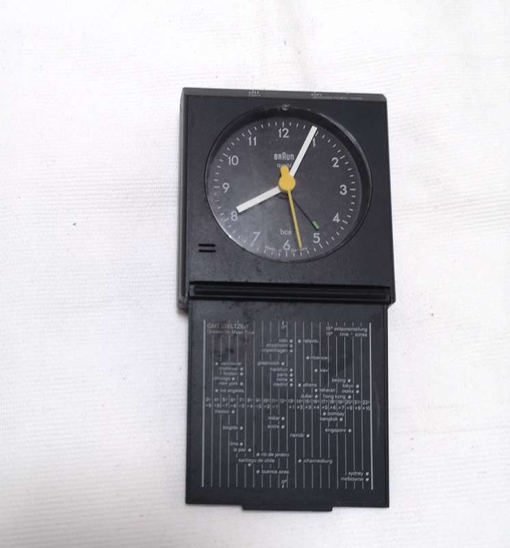 Vintage BRAUN Quartz AB314 SL Travel Alarm Clock Black Pocket Size Made In Germany