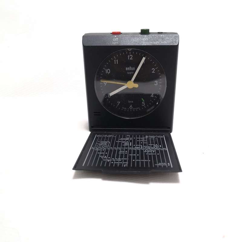 Vintage BRAUN Quartz AB314 SL Travel Alarm Clock Black Pocket Size Made In Germany
