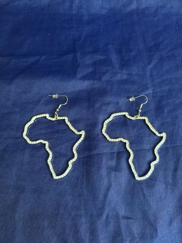 Africa Earrings 7cm stone encrusted, costume jewellery