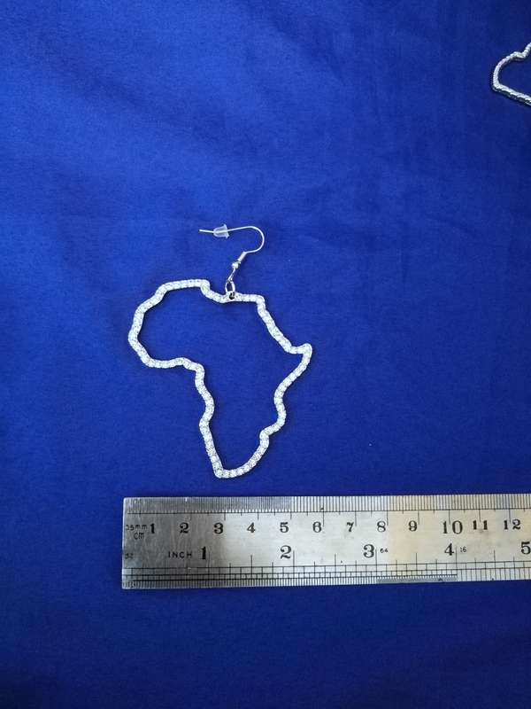 Africa Earrings 7cm stone encrusted, costume jewellery