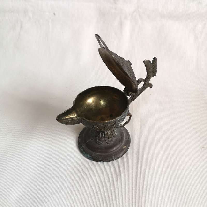 Serpent or Dragon HandleLamp/ Incense Burner with Floral Work- Vintage