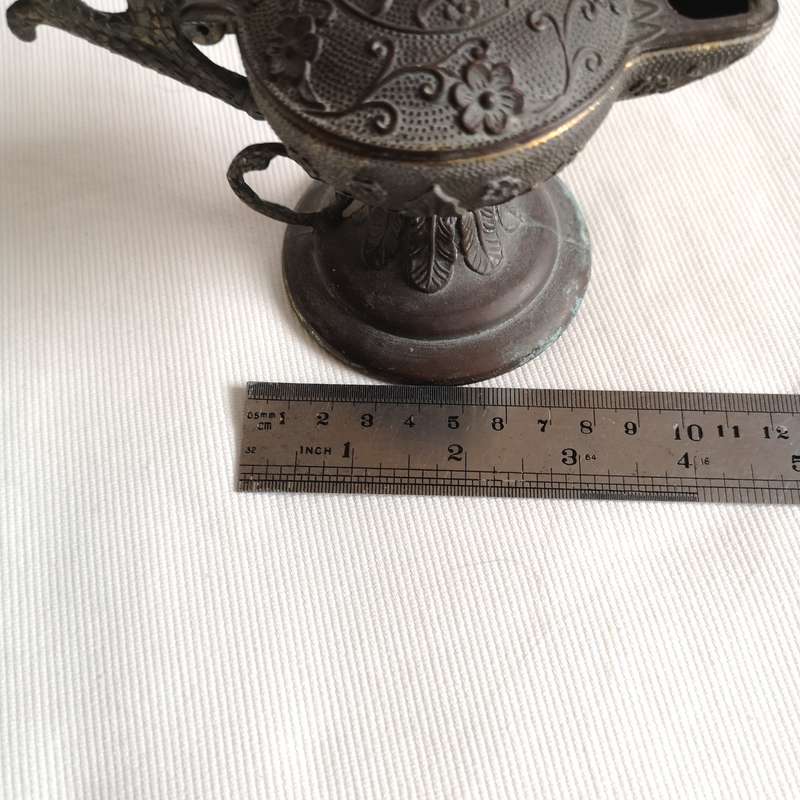 Serpent or Dragon HandleLamp/ Incense Burner with Floral Work- Vintage