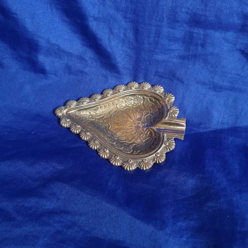 Heavy Brass Peacock Ornate Betel Leaf Shaped Ashtray/ Trinket