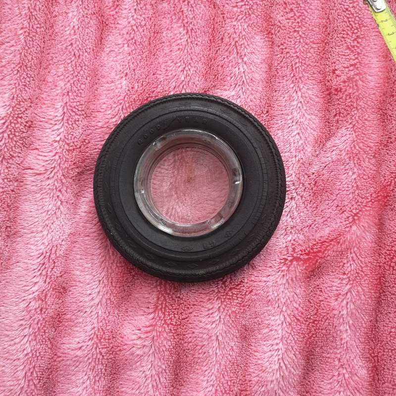 Vintage "GOODYEAR G8" Tyre Ashtray with Original Glass Insert