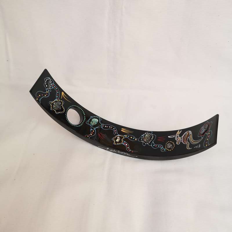 Australian Folk Art Hand Painted Aboriginal Wine Holder