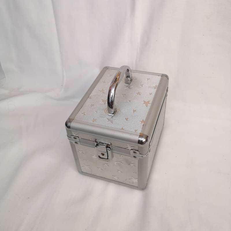 Vanity Case- Aluminium Vintage with key- Moon & Stars Embossed