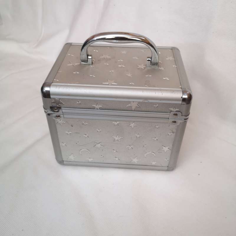 Vanity Case- Aluminium Vintage with key- Moon & Stars Embossed