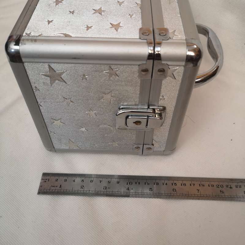 Vanity Case- Aluminium Vintage with key- Moon & Stars Embossed