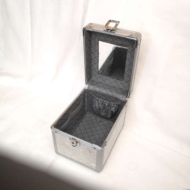 Vanity Case- Aluminium Vintage with key- Moon & Stars Embossed