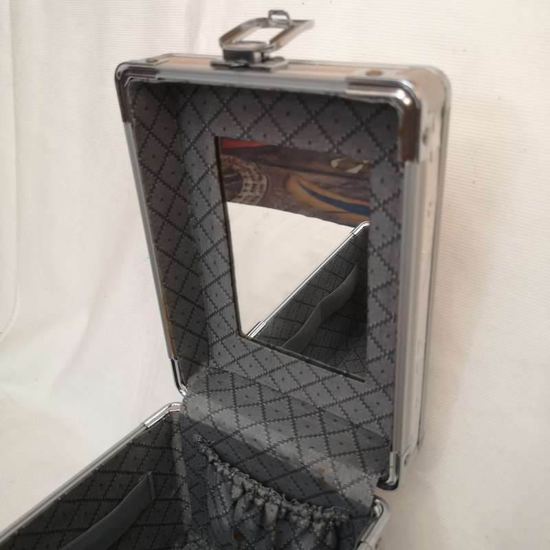 Vanity Case- Aluminium Vintage with key- Moon & Stars Embossed