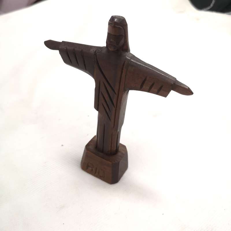Wooden Hand Carved " Christ The Redeemer " Statue. Rio Brazil