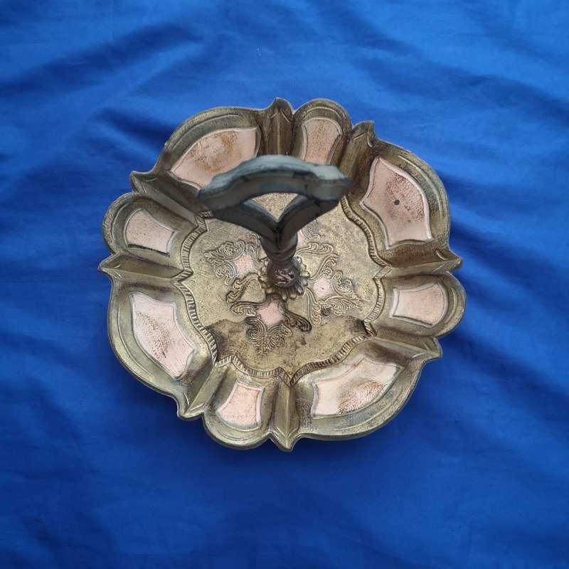 Vintage Florentine Bowl with Center Handle, Gold Gilt Made in Italy - Tuscan Home Decor