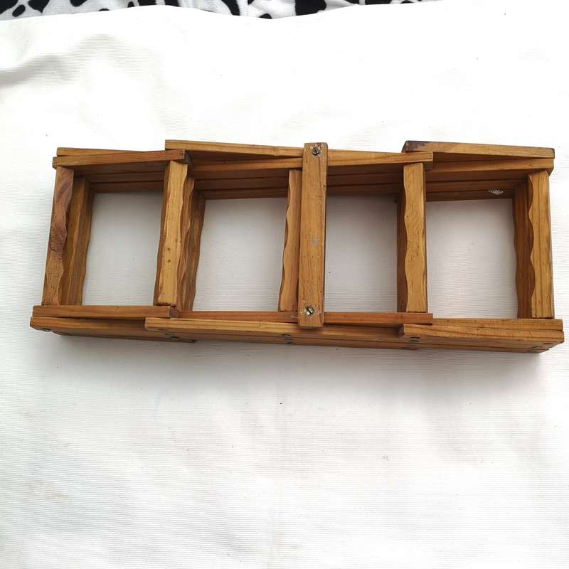 Vintage Expanding Wine Rack- Portable- Wood with brass pins