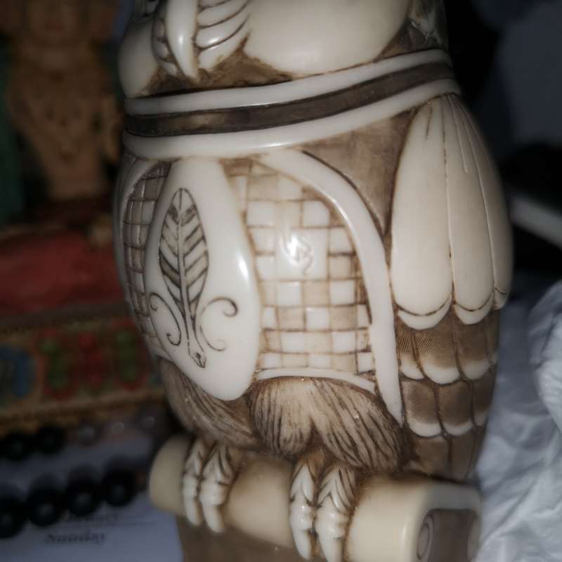 Amazing Artwork! John Biccard Owl Michael Angelo Owl crushed marble sculpture