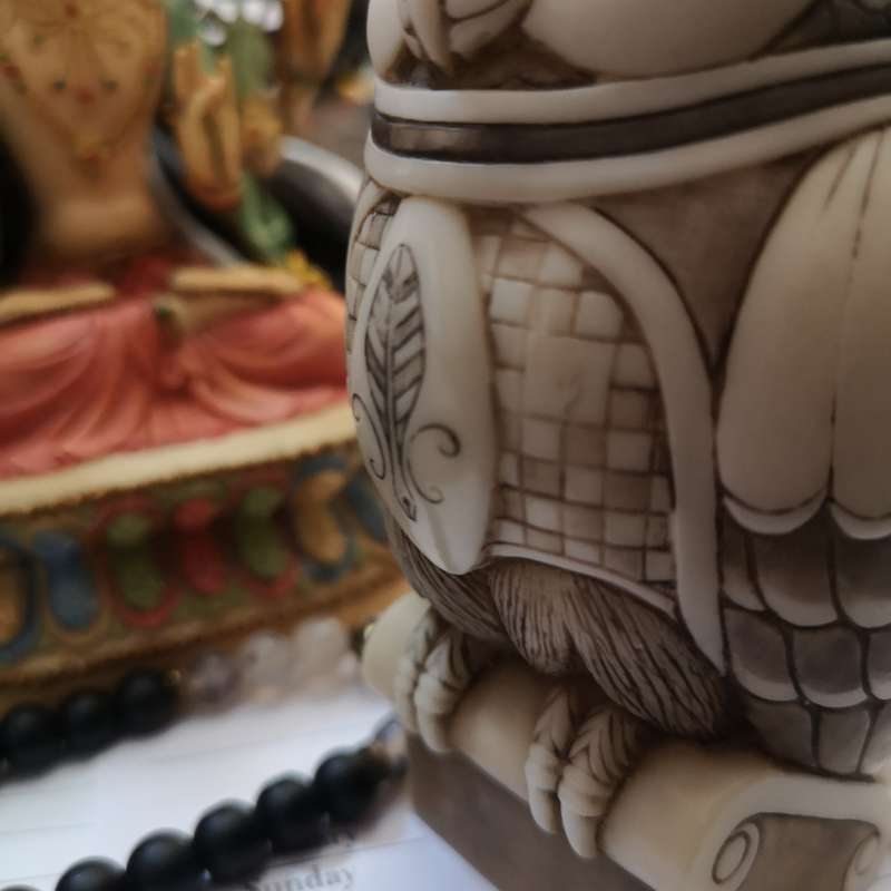 Amazing Artwork! John Biccard Owl Michael Angelo Owl crushed marble sculpture