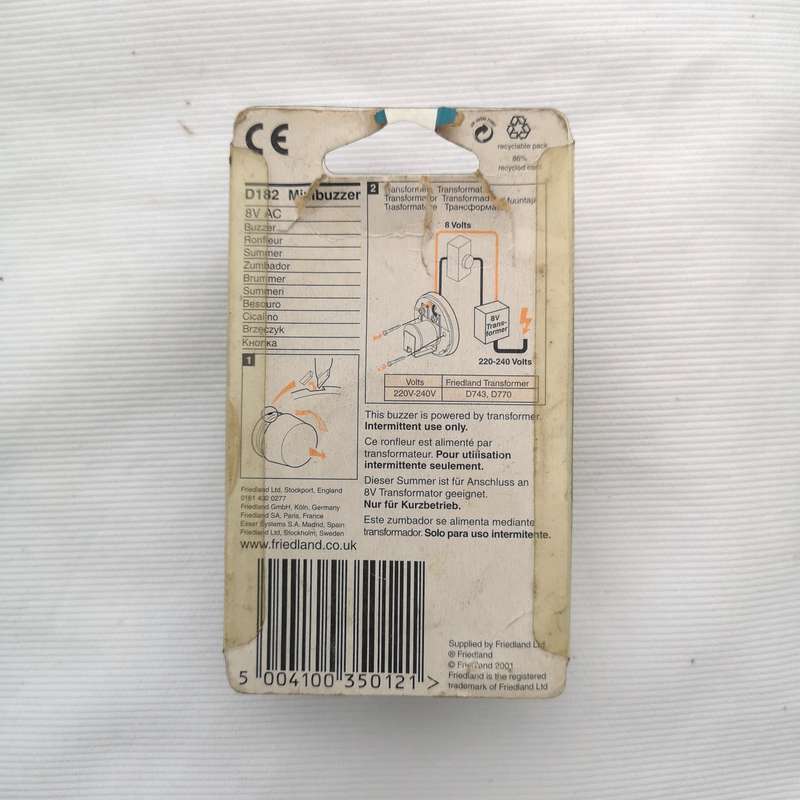 Friedland D182 "Mini Buzzer" Door Buzzer. Made in UK