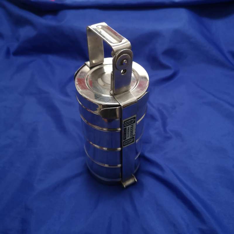 Vintage 4 Tier Section Metal Tiffin/ Lunch Box Steamer Storage with Handle- High Quality