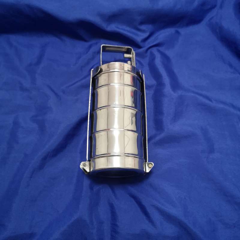 Vintage 4 Tier Section Metal Tiffin/ Lunch Box Steamer Storage with Handle- High Quality
