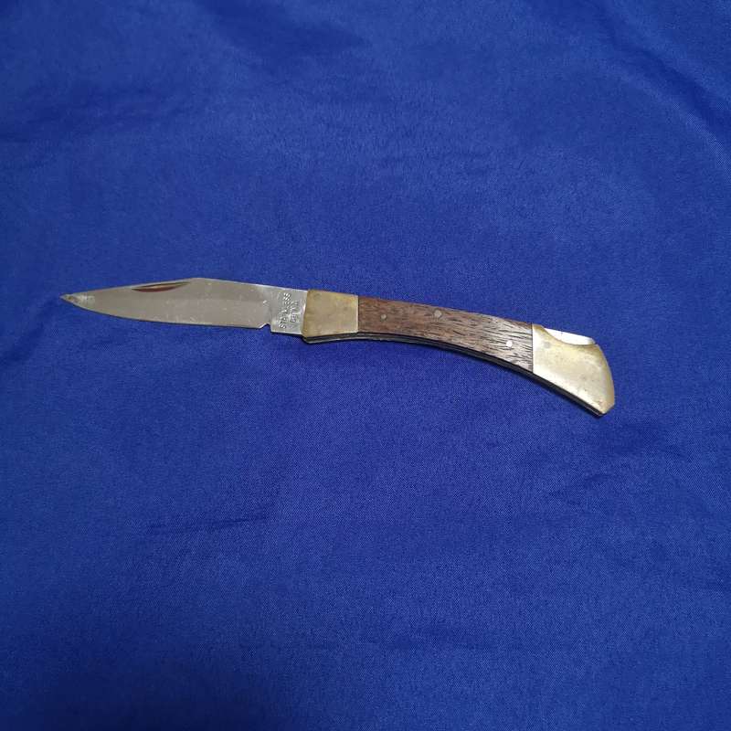 Vintage Lockback Wood, Brass & steel Pocket Knife